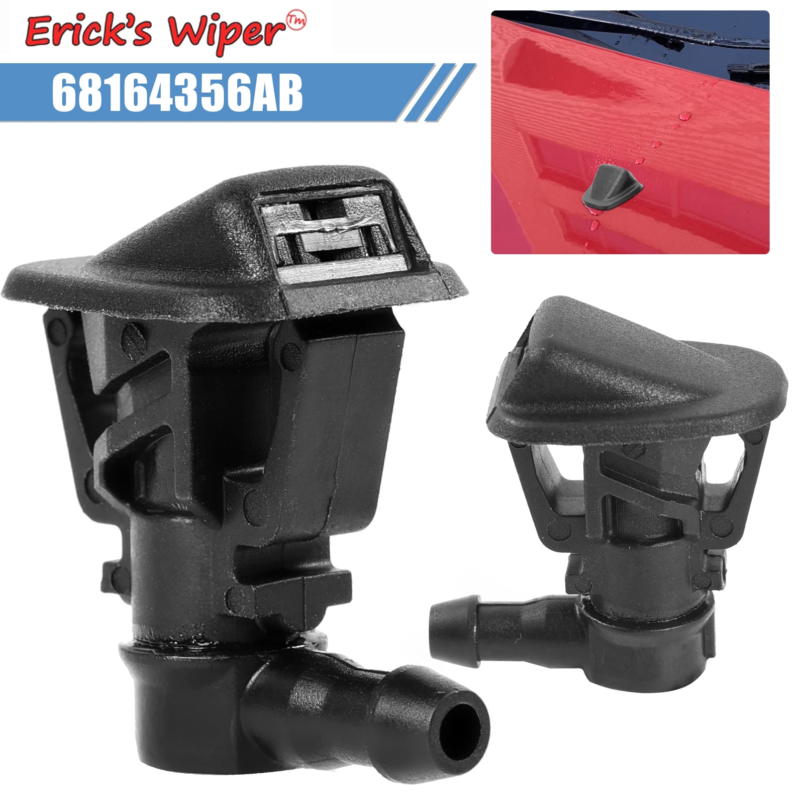 

Стеклоочиститель Erick, 2 шт., форсунка омывателя переднего стекла для Jeep Wrangler JK 2013-2017 OE # 68164356 Распылитель капота автомобиля AB