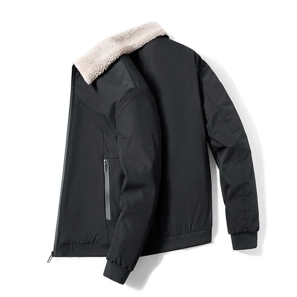 Trucker Jacket Men Turndown Fur Collar Jacket Autumn Winter Casual Thick Warm Coats Fashion Clothing Men Streetwear Coat