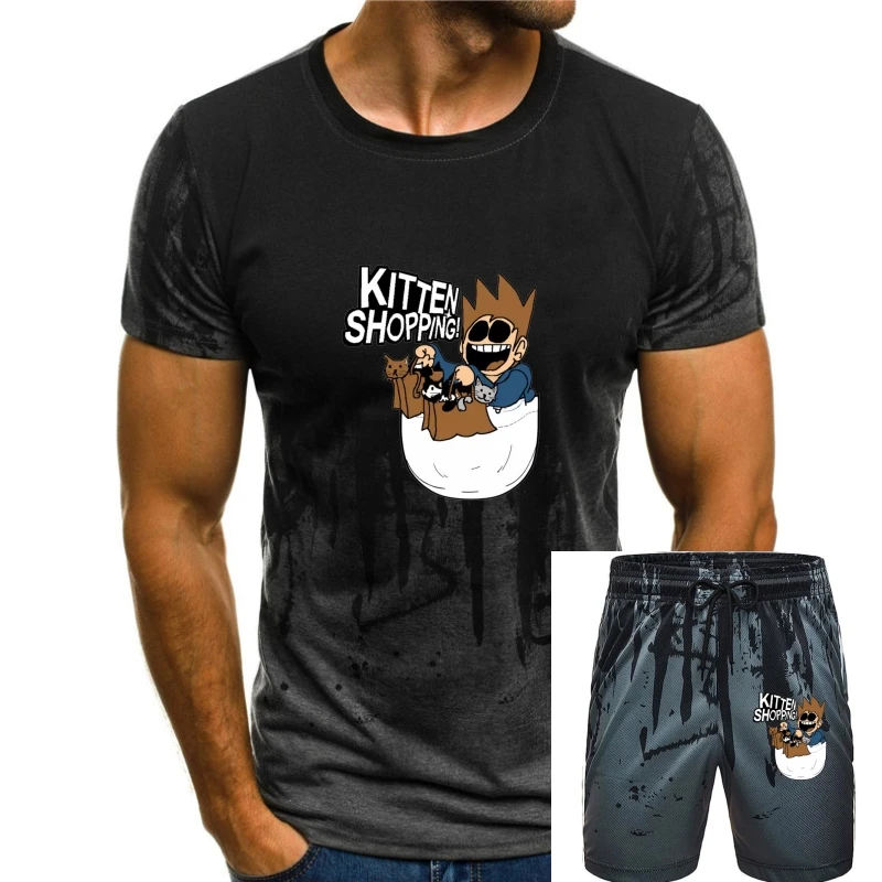 Eddsworld, футболка для покупок с котятами, двухсторонняя футболка, новая мужская футболка
