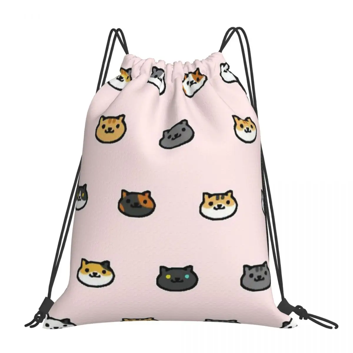 

Neko Portals Neko Atsume Cats Backpacks Fashion Portable Drawstring Bags Drawstring Bundle Pocket Sports Bag Book Bags Man Woman