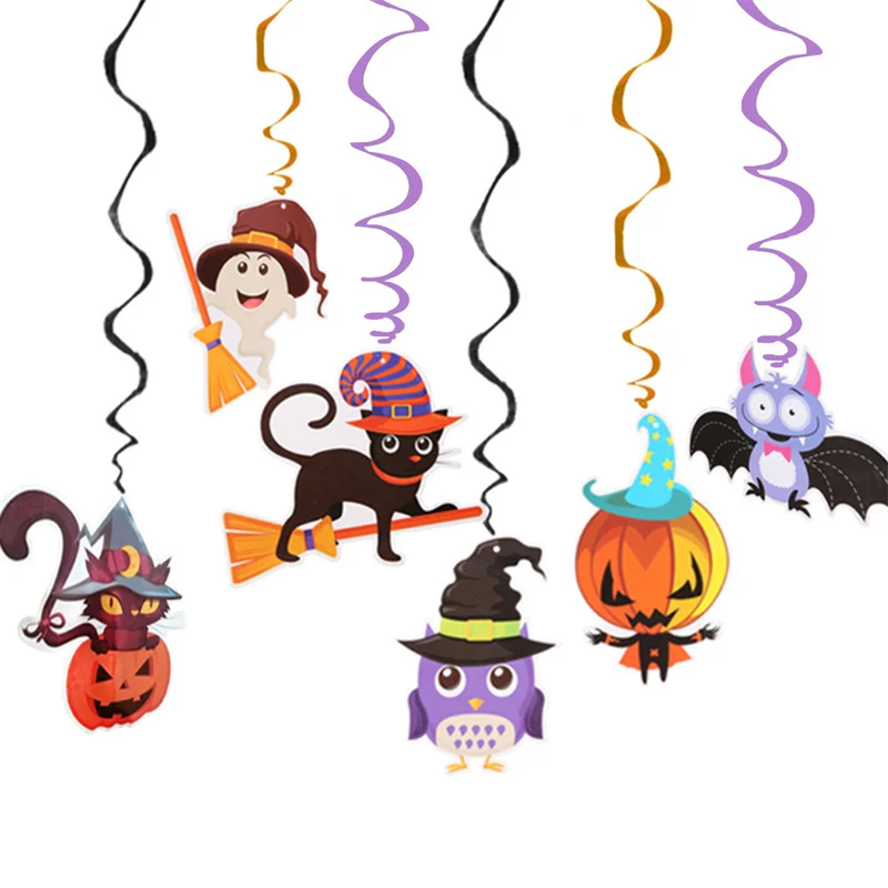 

6Pcs/Set Halloween Spiral Ornament Cartoon Cute Halloween Ornaments Halloween Decoration Pendant