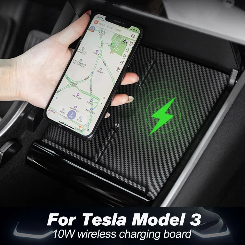 

For Tesla Model 3 Car Charger Carbon Fiber 2022-2017 Accessories USB Auto Charge Ports Dual Fast Tesla Model3 Wireless Charger