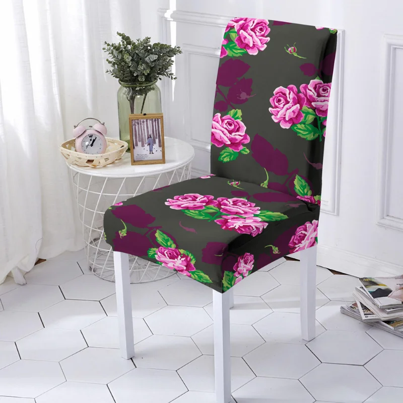 

Разноцветный чехол на стул с цветочным принтом розы, украшение для гостиной, аксессуары для дома, защитные чехлы