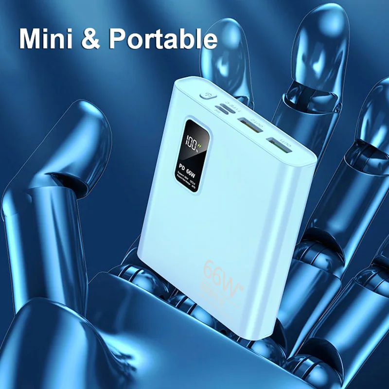 66W Super Fast Charging Power Bank Portable Mini 20000mAh Charger Digital Display External Battery Pack for iPhone Xiaomi