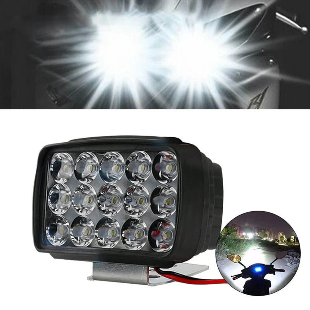 Купи Motorcycle Headlight 15 LED White Spotlights 9V-85V Fog Lamp Working Spot Light Motorbike Truck Driving Lamp Auxiliary Headligh за 493 рублей в магазине AliExpress