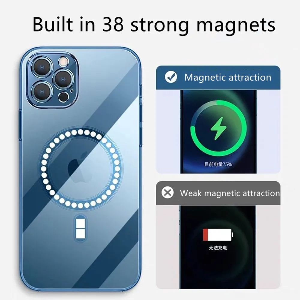 Прозрачный мягкий магнитный силиконовый чехол Magsafing для iPhone 11 12 13 Pro Max X XS XR 7 8 Mini
