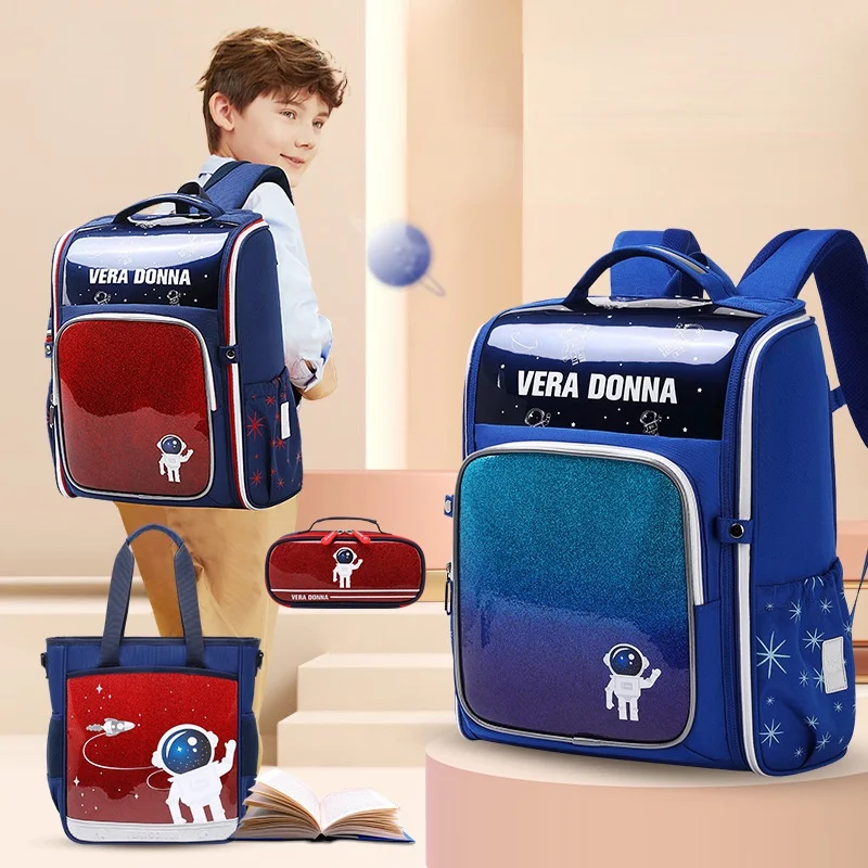 High-capacity Girls Unicorn Boys Astronaut Backpacks New Children Cute Cartoon Shoulder Bags Students Space Series Pen Bag Hot
