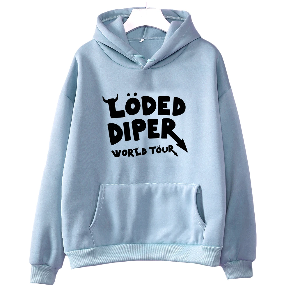 

Loded Diper World Tour Hoodies Printed Hip Hop Rap Sweatshirt Female/Male Long Sleeve Clothing Hooded Warm Fleece Hoodie Women