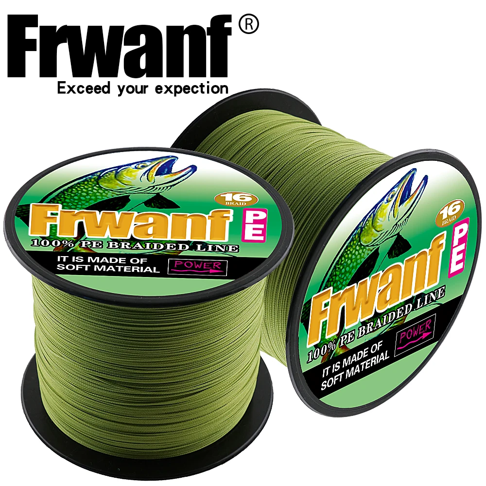

Frwanf 16 Strands super pe hollowcore braided line fishing 300M 328yards ice saltwater fishing wires 20-500LBS test sea smooth