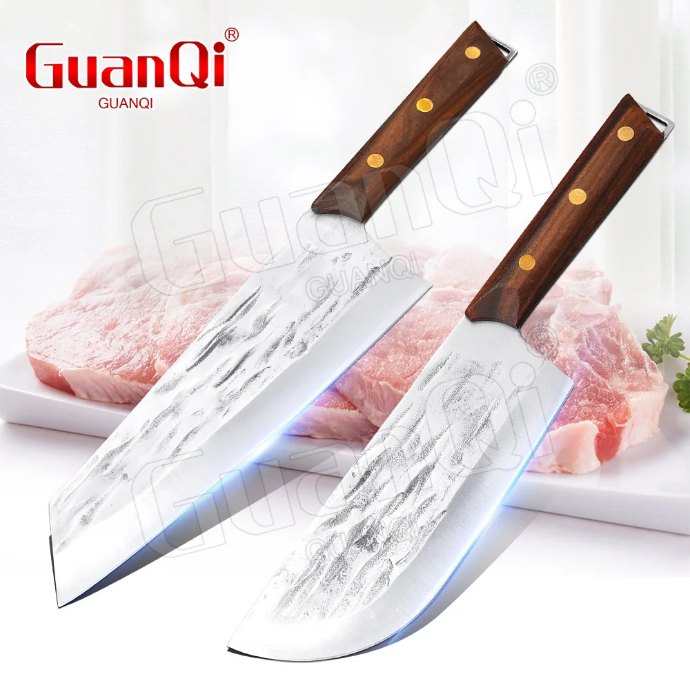 

Professional Forged Cleaver Knife Handmade Kitchen Chef Butcher Knife Wooden Handle Forged Steel Chinese Cooking Tools