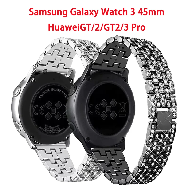 

Metal Strap for Samsung Galaxy Watch 3 45mm /Gear S3 Classic 46mm Diamond Band for Amazfit Gtr 47mm/Gtr 3/Garmin Vivoactive 4