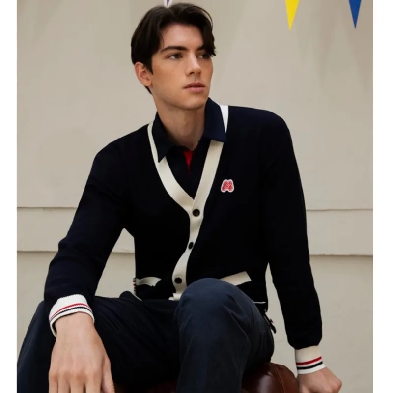 【 Presale 】Mens Cardigan Sweater Pockets Casual Slim Fit V-Neck Knitted Sweaters Button up