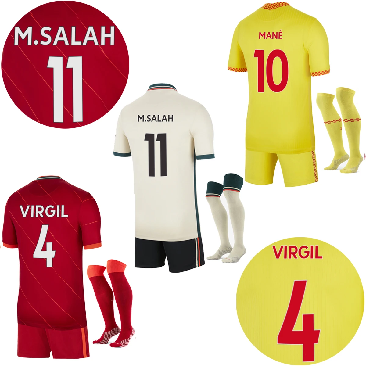 

2021 2022 Adults + Kids LFCS Kit 21 22 M. SALAH Football shirt men Kits Socks Soccer Strips Free customization Jersey sets