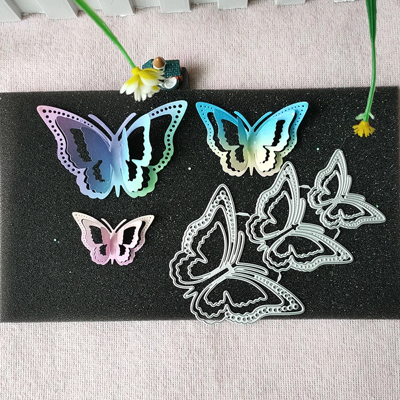 

New 3 Pcs Three-dimensional Butterfly metal cutting die mould scrapbook decoration embossed photo album decoration card making