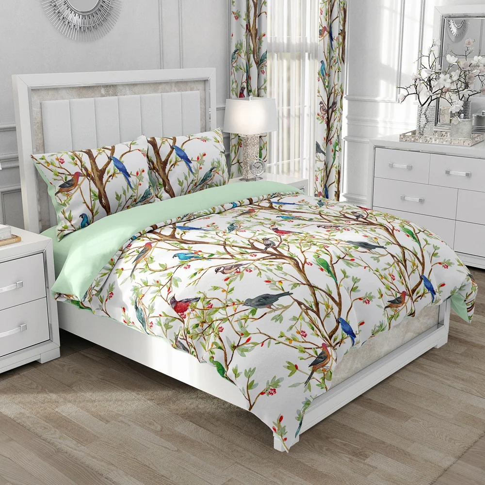 

Nordic Linen Bedding set Duvet cover set King/Euro/240x220 size Bed Set Blanket/Quilt Covers for home Bedclothes bird