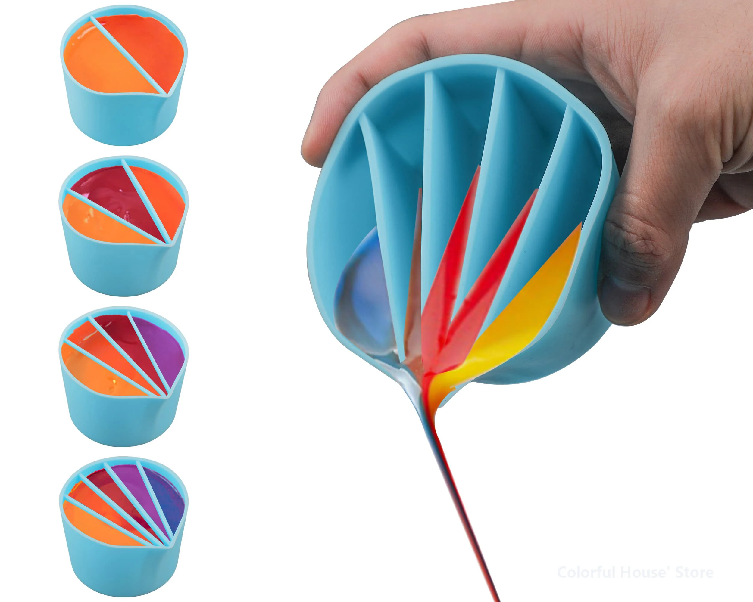 

Силиконовые раздельные стаканчики для рисования, многоразовые инструменты для изготовления с 2 3 4 5 разделителями каналов для творчества и ...