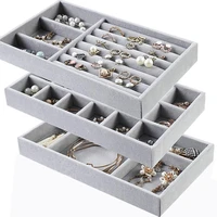 velvet jewelry display tray ring earring drawer storage case stackable exquisite holder hot sales portable jewelry organizer box