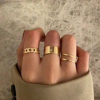 fashion punk jewelry rings set for girl lady trend metal alloy hollow round open finger ring women party wedding gifts