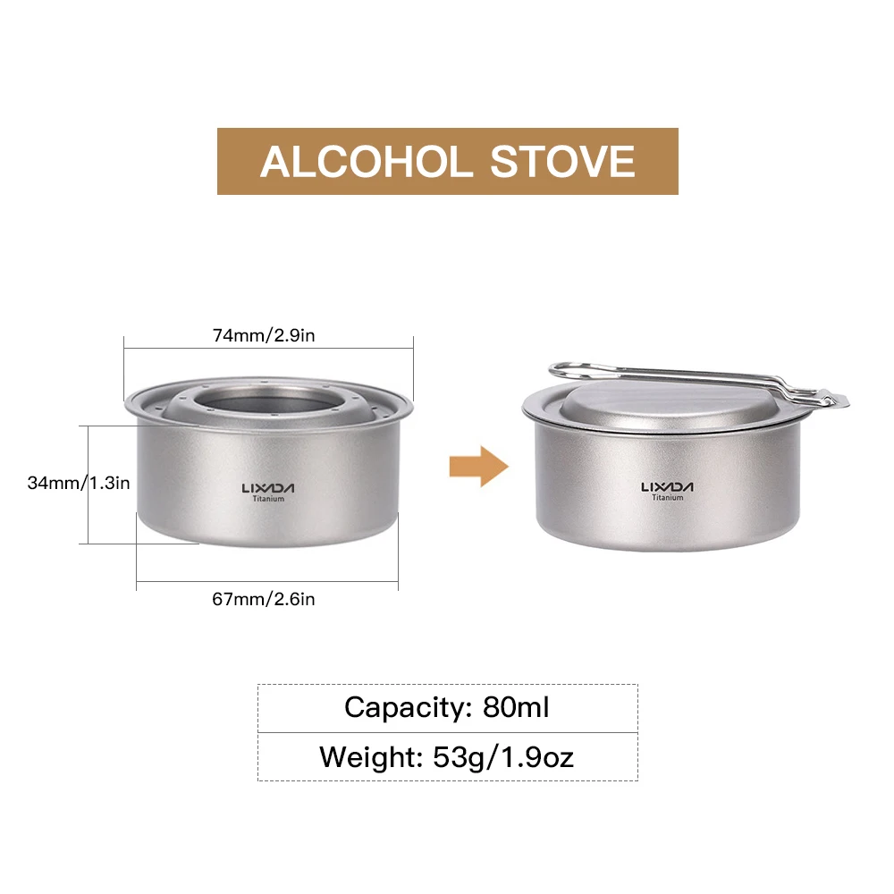 Титановая туристическая плита LIXADA Ультралегкая карманная мини-горелка на