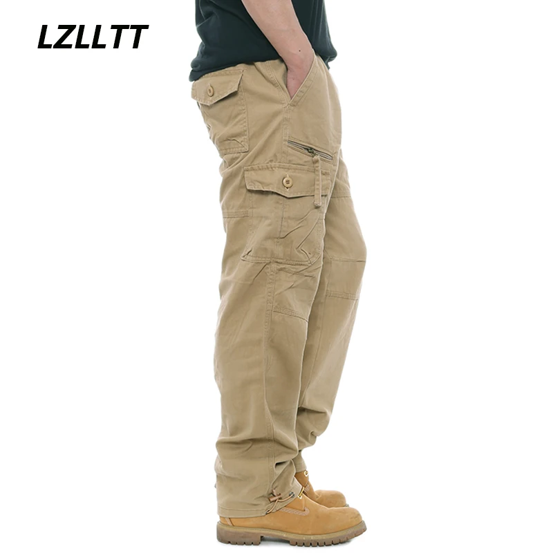 Брюки-карго мужские однотонные повседневные тактические штаны с несколькими