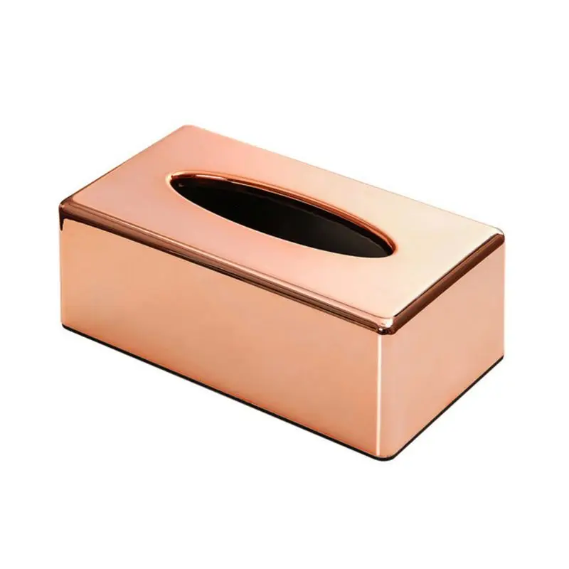 

2022 New Elegant Rose Gold Rectangle Napkin Paper Rack Tissue Box Towel Napkin Container Holder Home Office Car