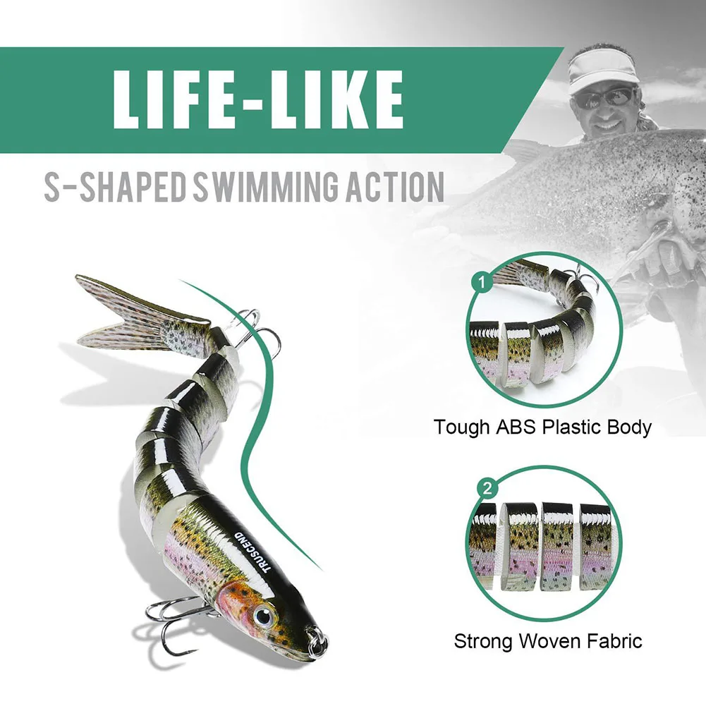 

TRUSCEND Luya Bait Multisection Fish Fake Bait for Perch 8 Segment Lifelike Lures Bass Vibration Wide Range of Fishing Species