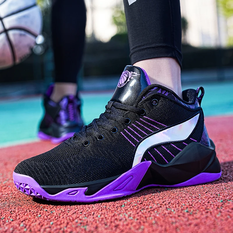 High quality non-slip wear resistance impact resistance breathable flying weaving mesh top basketball shoes