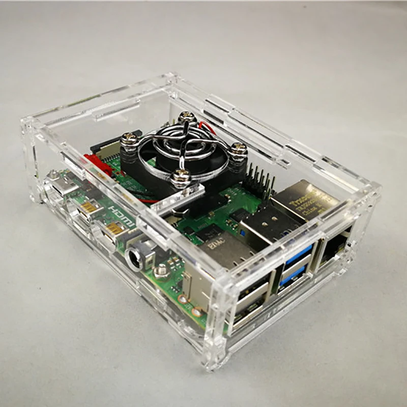 

Acrylic Case Enclosure Box with DC 5V Cooling Fan for Raspberry Pi 4 Model B