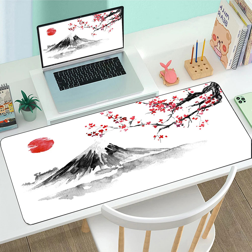 

Japanese Mount Fuji Cherry Blossom Mouse Pad Computer Accessories,large Mousepad Xxl Game Table Mat Desk Pad Writing Pad 400*900