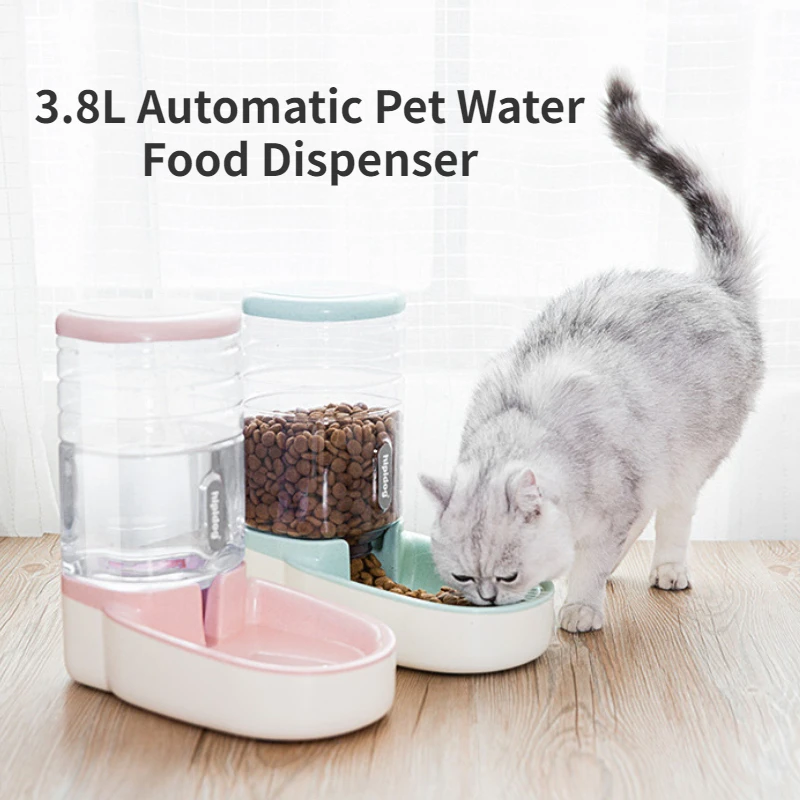 

Large Capacity 3.8L Automatic Pet Water Food Dispenser Self-Dispensing Pet Feeder Gravity Waterer Cat Dog Feeding Bowl Pet Bowl
