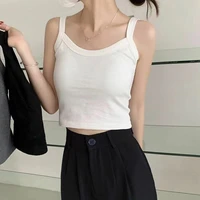 yasuk summer newfashion woman solid casual slim pullover all match bottom camisole vest tees tank tube top soft with chest pad