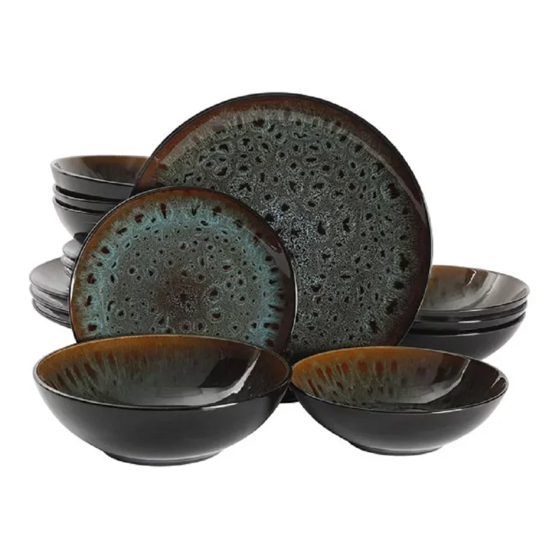 

16 Piece Bowl Dinner Plates Dinnerware Set Stoneware Materia Microwave and Dishwasher Safe Dish Tableware