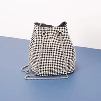 crystal rhinestone evening crossbody bags for women luxury purse mini top handle handbag chain mesh clutch for party bucket bag