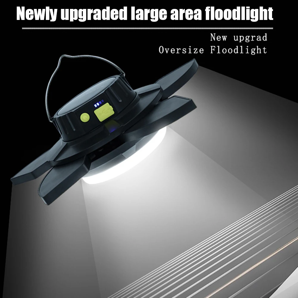 

Portable LED Camping Lamp USB Solar Charging Night Market Light 2000LM Power Display for Travel Trips Car Repairing