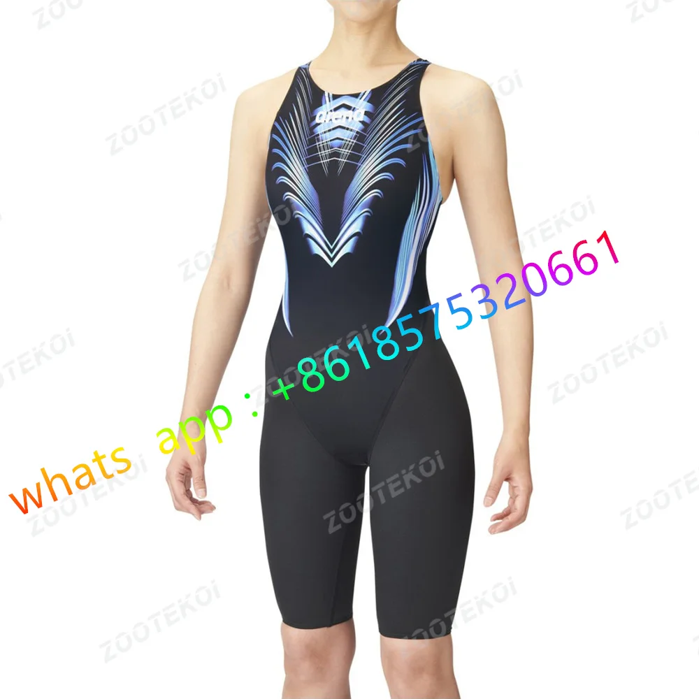 

Women One Piece Pro Training Sport Swimwear Knee-length Sport Swimsuit Triathlon Bodysuit Summer Bikini Beach Wear Bathing Suit