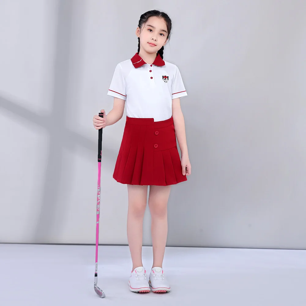 TTYGJ golf men and girls sports suit summer new fashionable tide short-sleeved casual children's clothing thin