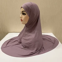 h292 plain two pieces large size muslim hijab with chin part top quality amira pull on islamic scarf hot sell headscarf