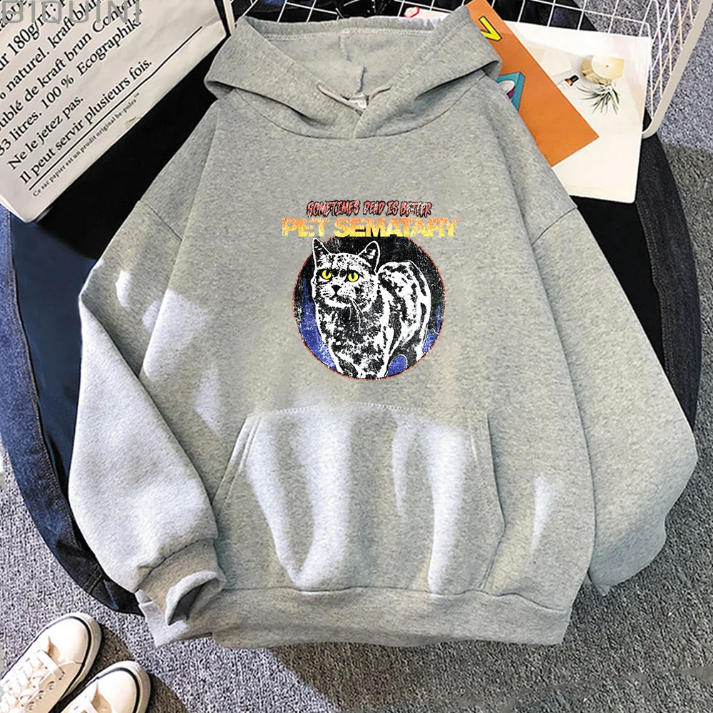 

Pet Sematary Stephen King Oversized Cute Cat Printed Sweatshirts Funny Graphic Unisex Fashion Hoodies Streetwear Female Hooded