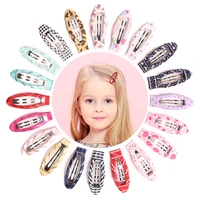 webbing hair clips for kids water drop shape non woven fabrics alloy hairpins girls bang side clip printed barrettes accessories