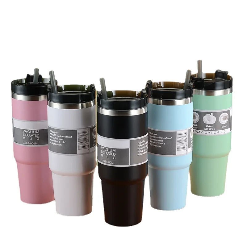 

Stainless Steel Tumblers Flask 30oz 20oz Travel Coffee Mug Double Wall Thermos Car Cups Water Bottle Insulation Straw Cup