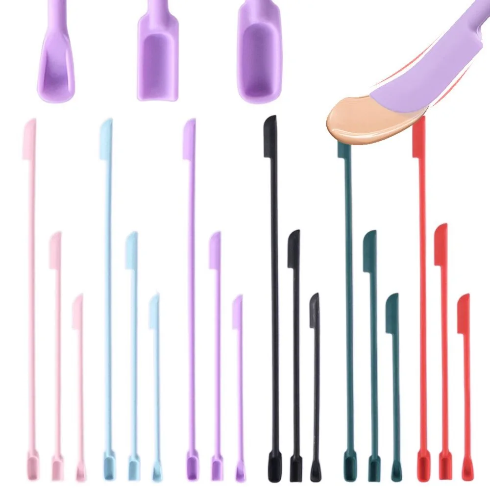 

3PCS Lengthened handle Cosmetics Spoon Double-Head Silicone Spatula Cream Lotion Deep Bottle Scraper Makeup Brushes Beauty Tools
