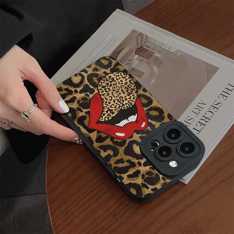 Hot Red Lip Leopard Print Phone Case For Xiaomi Redmi A3 A2 A1 14C 13C 12C 10C 9T Note 13 12s 12 11 10 9S Pro Plus 4G 5G Cover