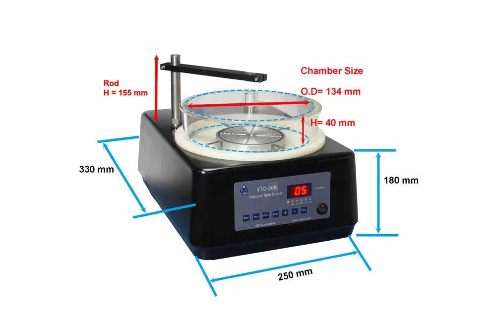 Бесвакуумный вращающийся нагреватель VTC-50A Макс. 8000 об/мин для вафель 4 дюйма