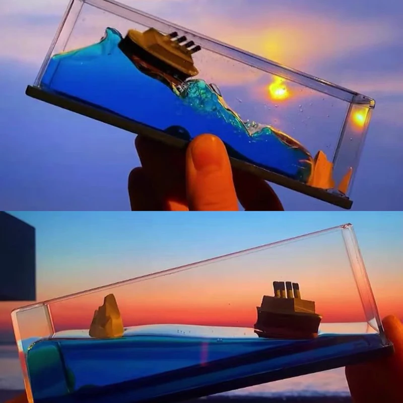 

Cruise Liquid Hourglass Living Room Ornaments Creative Ship Sea Office Table Decoration Home Decor Gifts Boy Decompression Toys