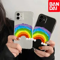 rainbow oil painting clear phone case for iphone 11 pro max 12 13 mini xs x xr 7 8 6 5 plus se 2020 transparent silicon cover