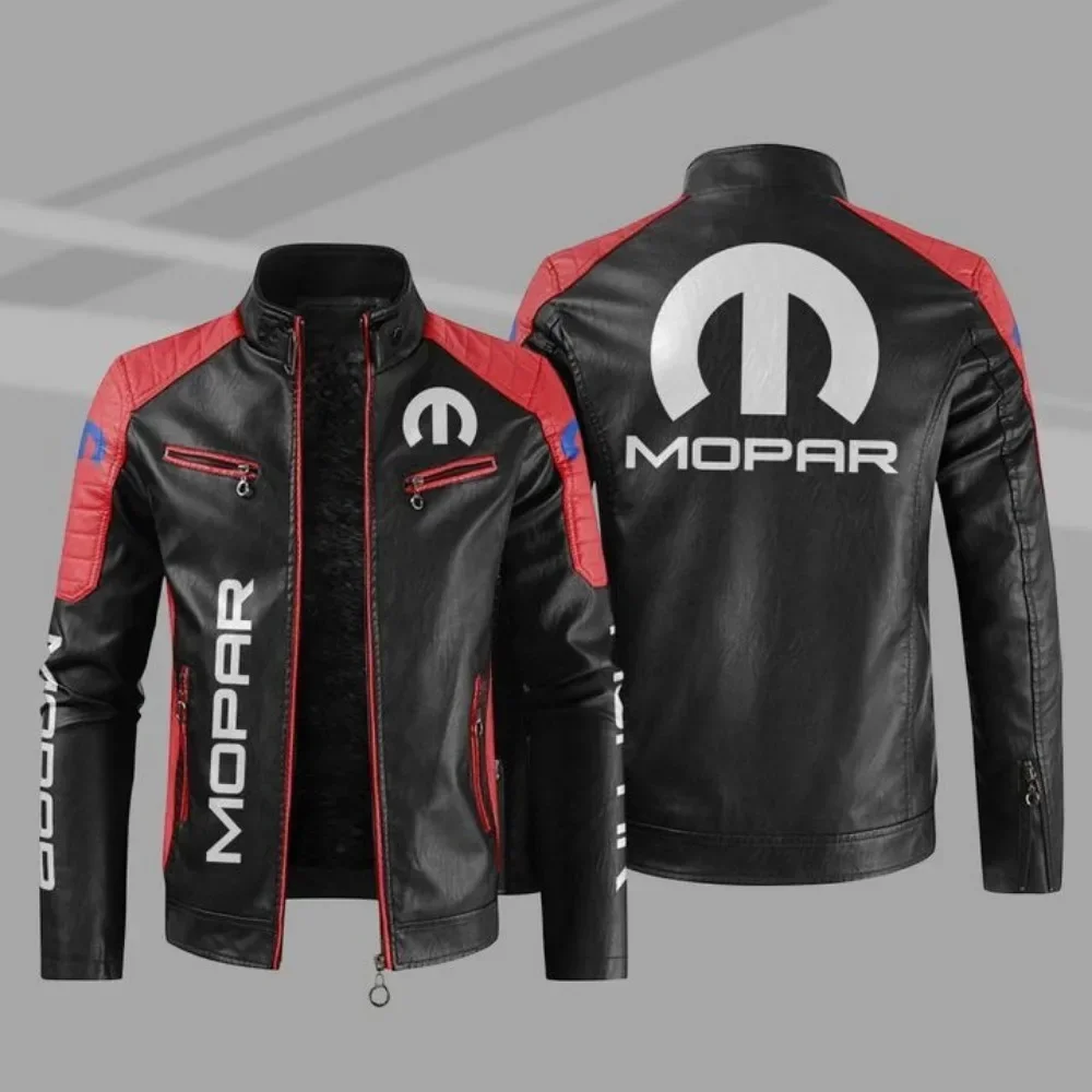 Мужская модная мужская кожаная куртка с логотипом MOPAR из искусственной кожи