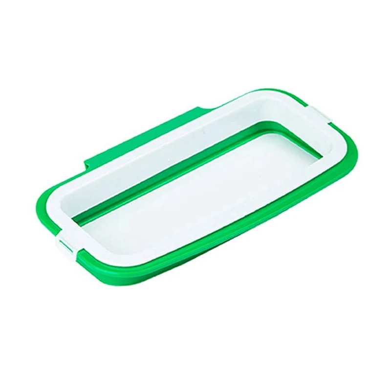 

Kitchen Hanging Trash Can Shelf Cabinet Trash Rack Plastic Storage Hanging Trash Bag (Green)