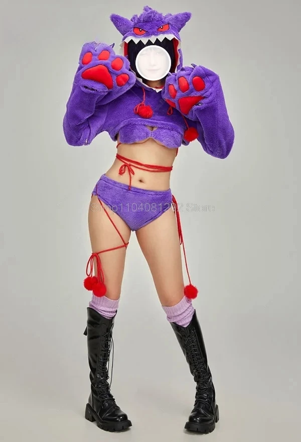 В наличии женский фиолетовый костюм для косплея призрака пушистое женское