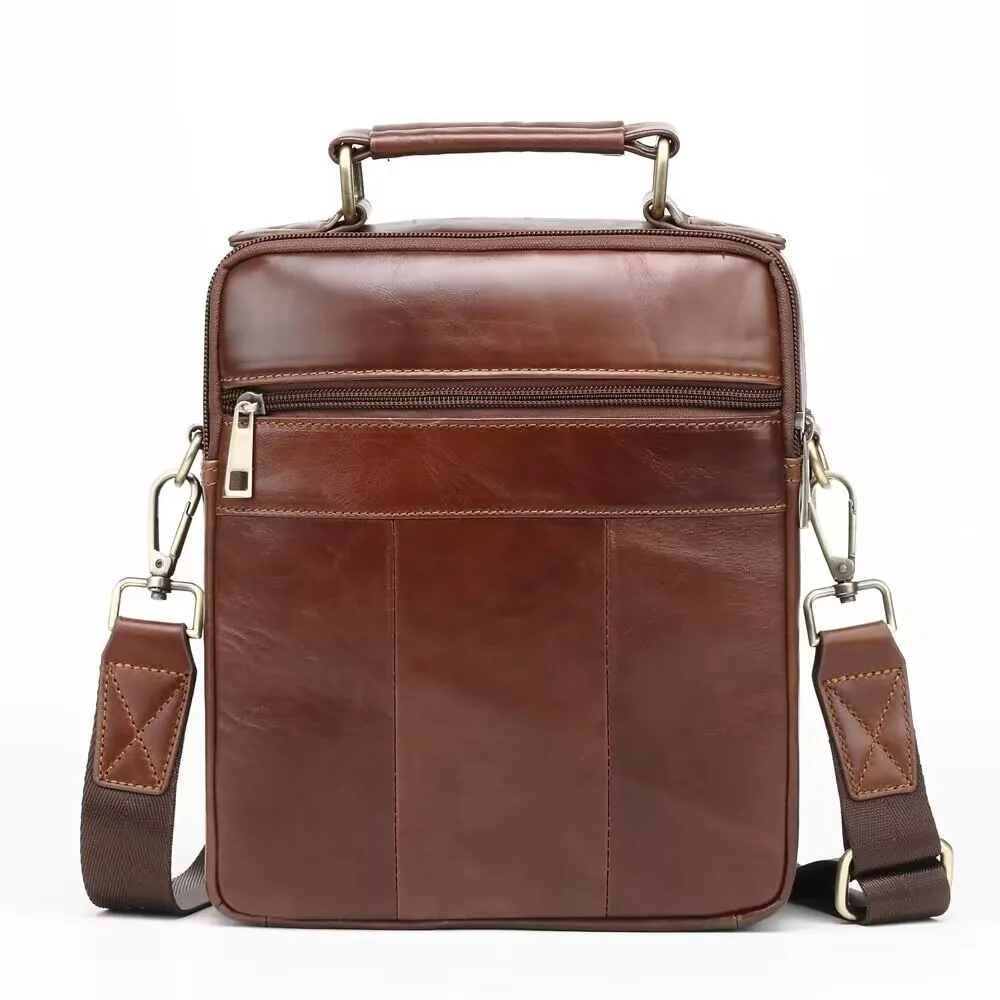 Casual Briefcase for Men Genuine Leather Handbags Male Real Leather Shoulder Bag for Tablet Men's Side Crossbody Bag