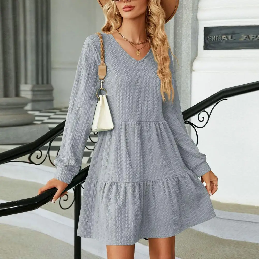 

Женское Плиссированное Платье с V-образным вырезом, с V-образным вырезом